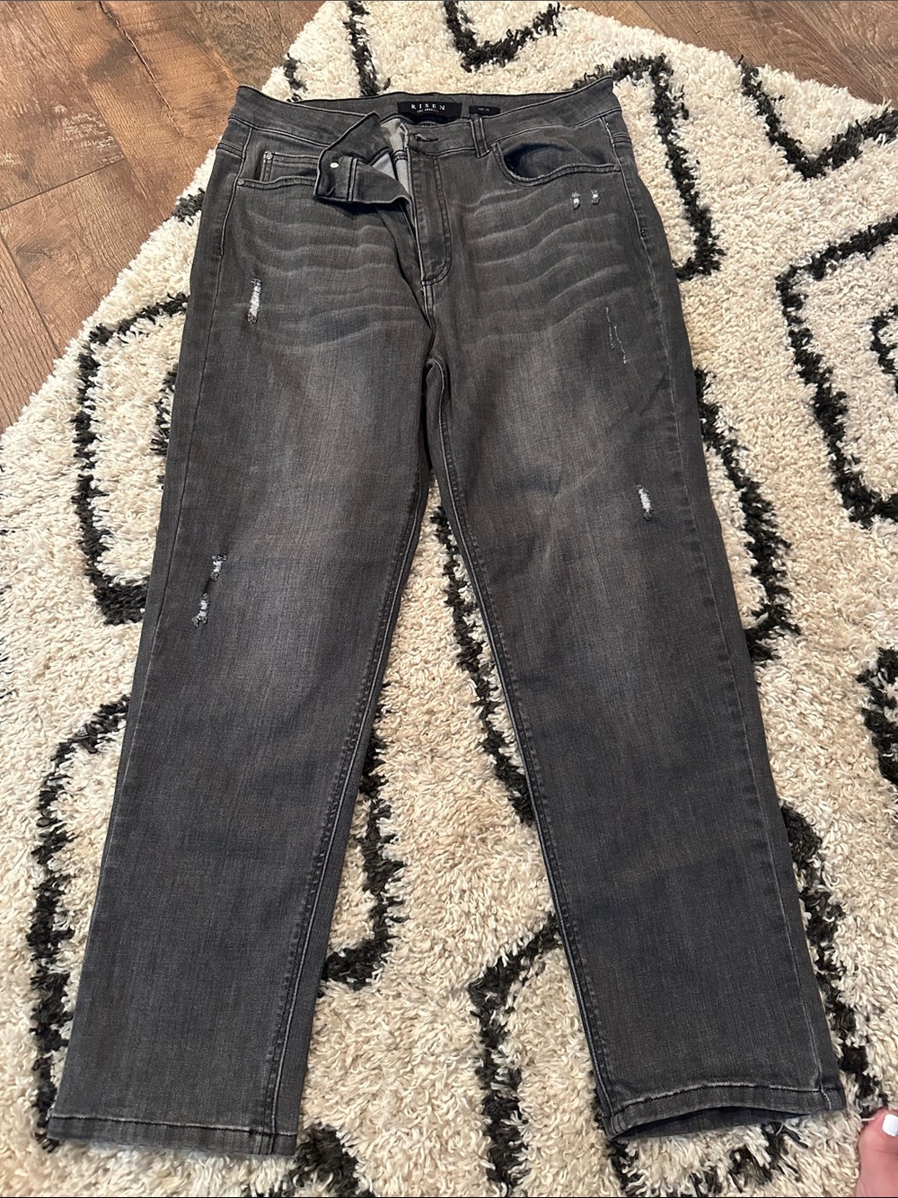Risen Women's Straight Leg Jeans in Washed Black